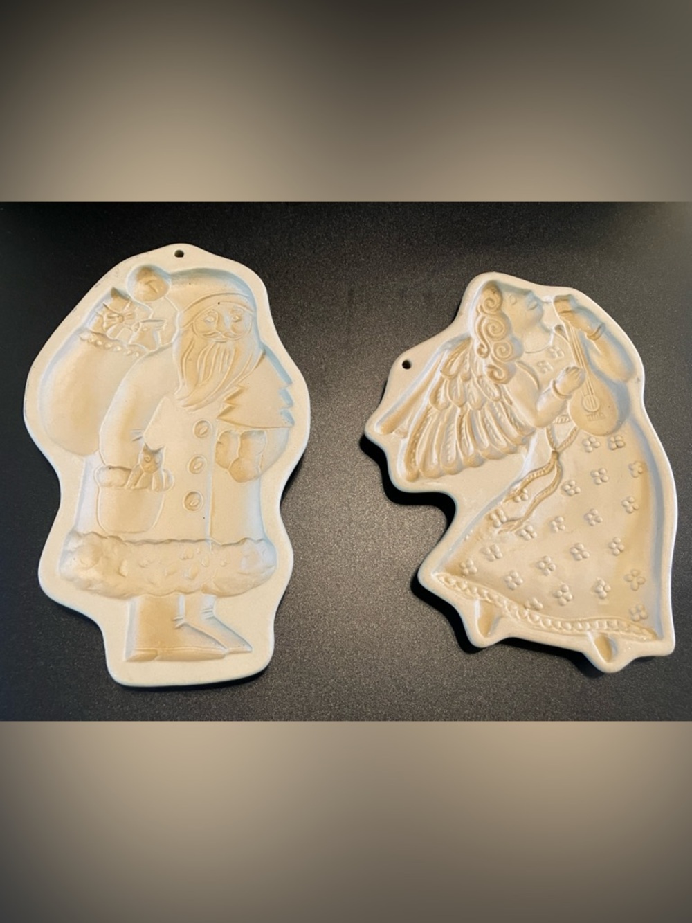 Vintage Brown Bag Cookie Art Stoneware Molds - Set of Two